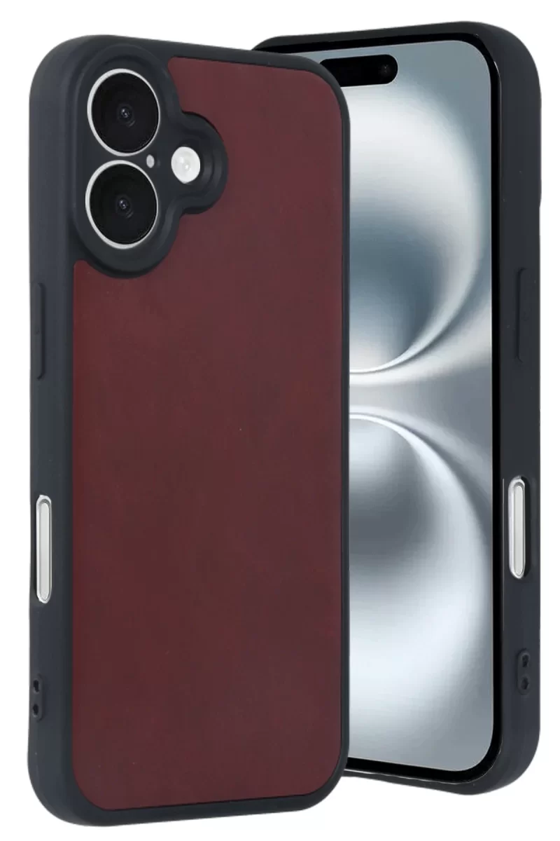 Newface Apple iPhone 16 Kılıf Aras Deri Kapak - Bordo