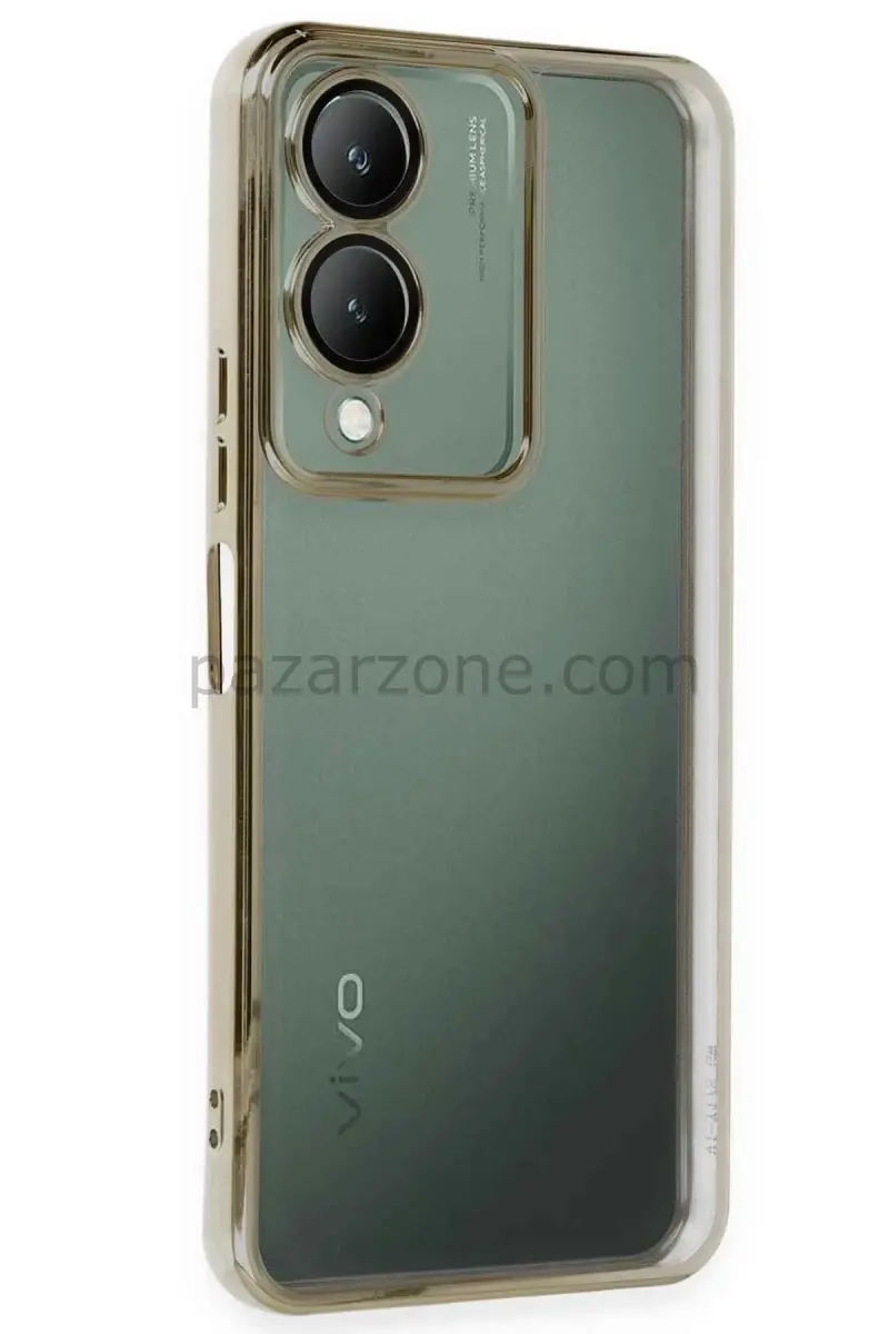 Newface Vivo Y17S Kılıf Razer Lensli Silikon - Gold