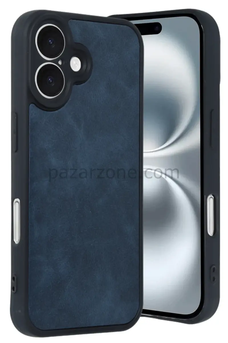Newface Apple iPhone 16 Kılıf Aras Deri Kapak - Lacivert