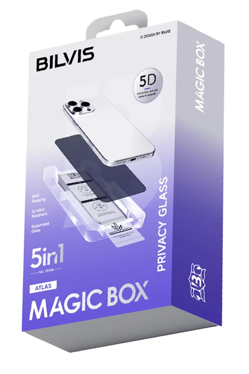 Newface Apple iPhone 14 Pro Max Bilvis 5in1 5D Magic Hayalet Cam Ekran Koruyucu - Siyah
