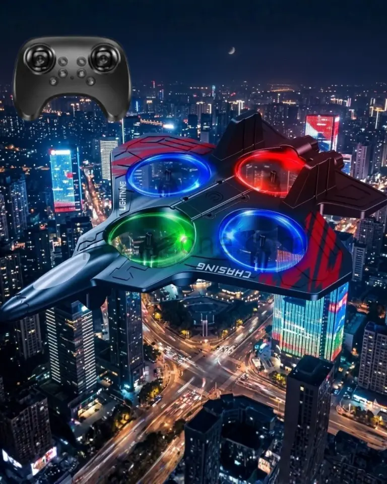 LED Işıklı Oyuncak Drone Fighter Jet Tasarımlı Uzaktan Kumandalı Uçak