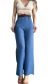 Kemerli Keten Pantolon -MAVİ