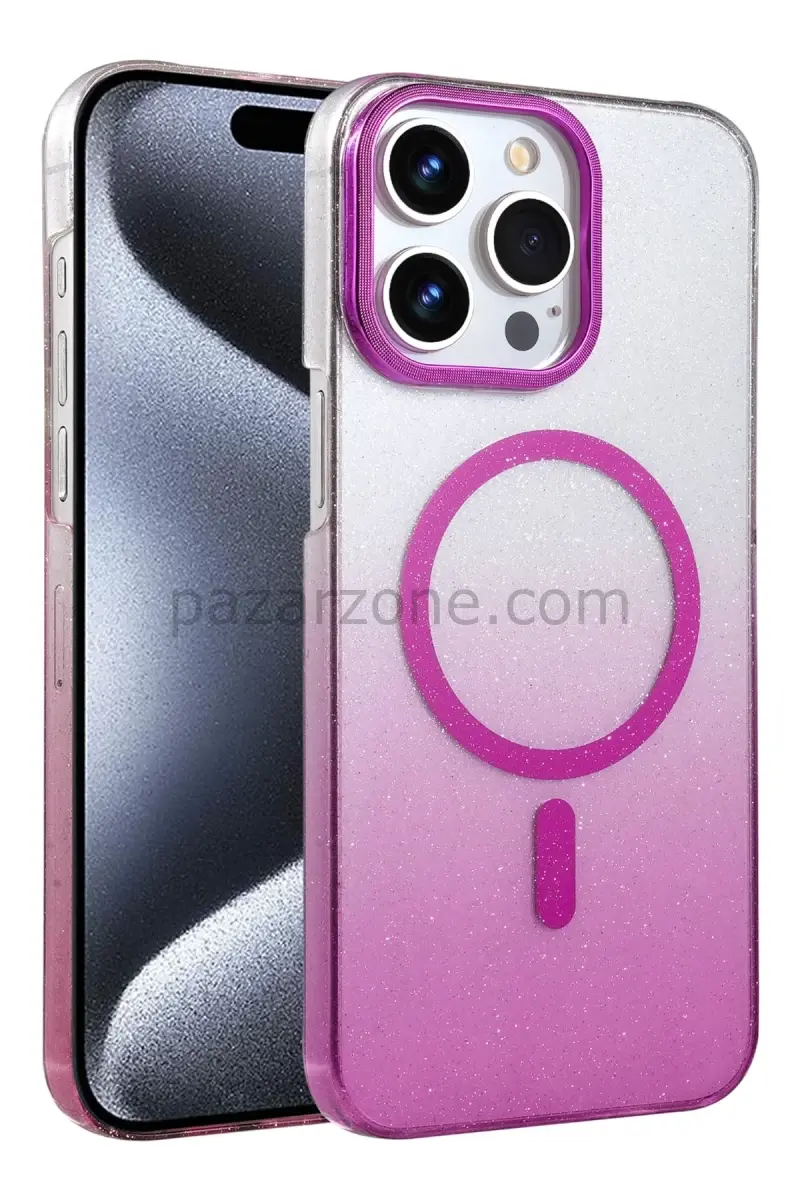 Newface Apple iPhone 14 Pro Max Glossy Magsafe Kapak - Mor