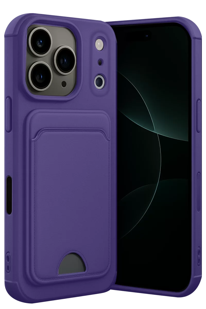 Newface Apple iPhone 17 Pro Kelvin Kartvizitli Silikon - Derin Mor