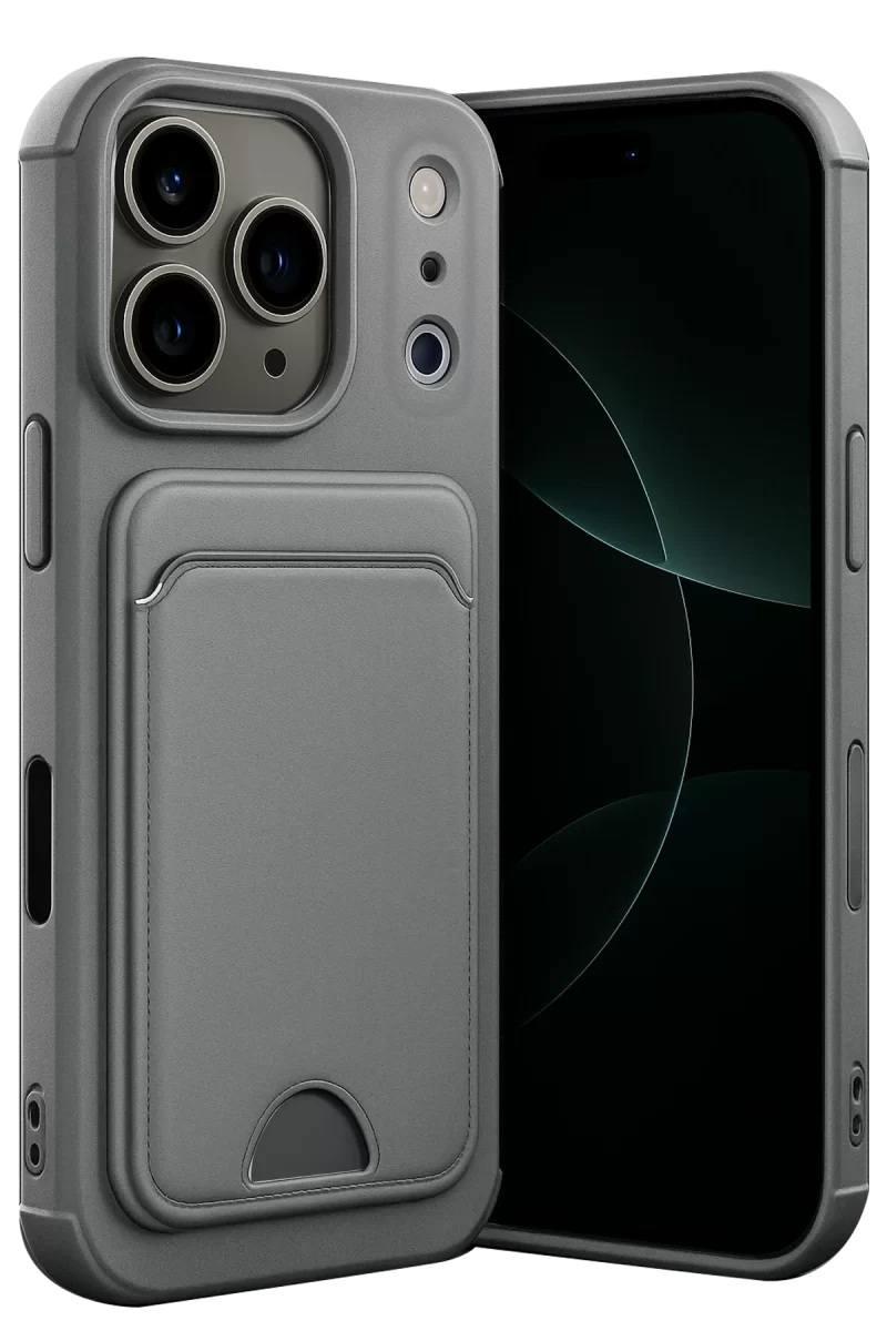 Newface Apple iPhone 17 Pro Kelvin Kartvizitli Silikon - Gri