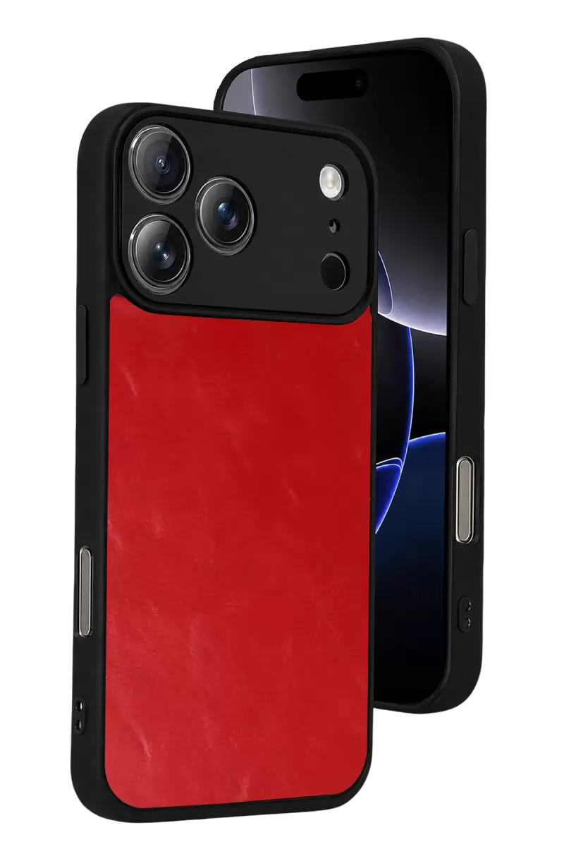 Newface Apple iPhone 17 Pro Aras Deri Kapak - Kırmızı