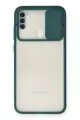 Newface Samsung Galaxy A11 Kılıf Palm Buzlu Kamera Sürgülü Silikon - Yeşil