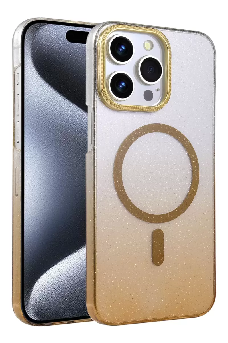 Newface Apple iPhone 14 Pro Max Glossy Magsafe Kapak - Çöl Titanyum