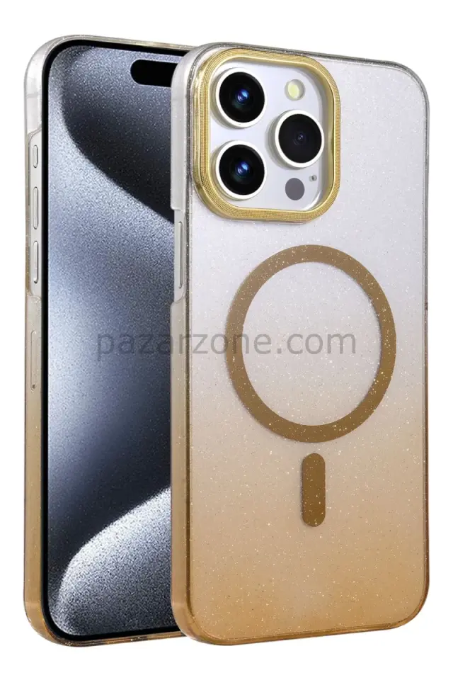 Newface Apple iPhone 14 Pro Max Glossy Magsafe Kapak - Çöl Titanyum