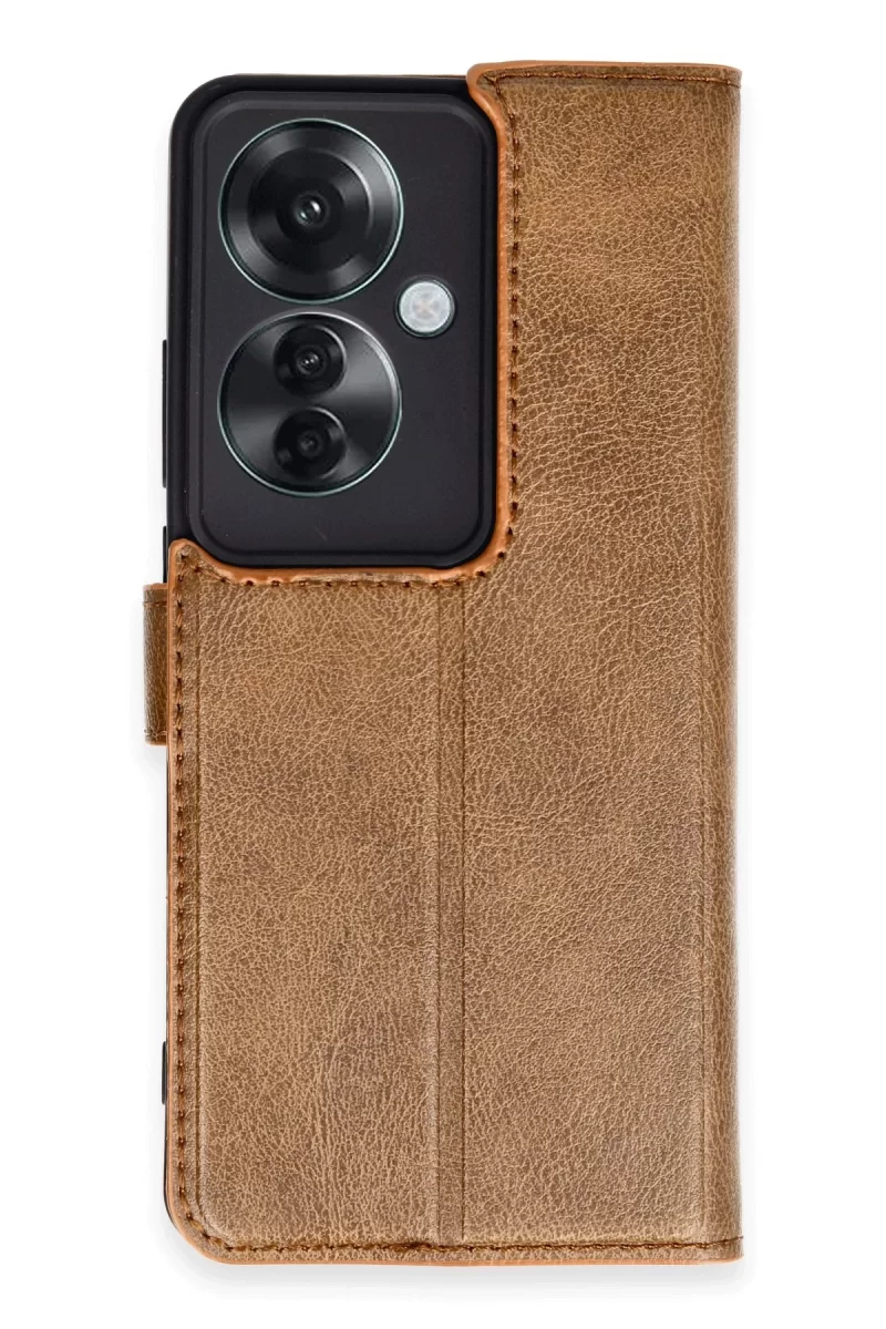 Newface Oppo Reno 11F Kılıf Trend S Plus Kapaklı Kılıf - Taba