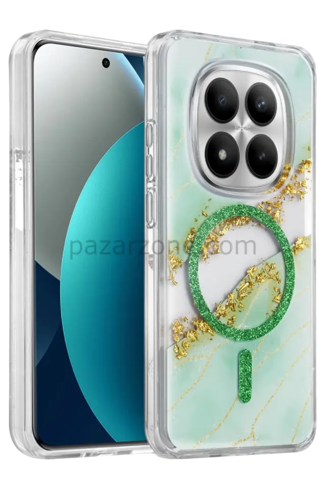 Onegif Xiaomi Redmi Note 15 Pro 5G Lotus Simli Magsafe Kapak - Yeşil