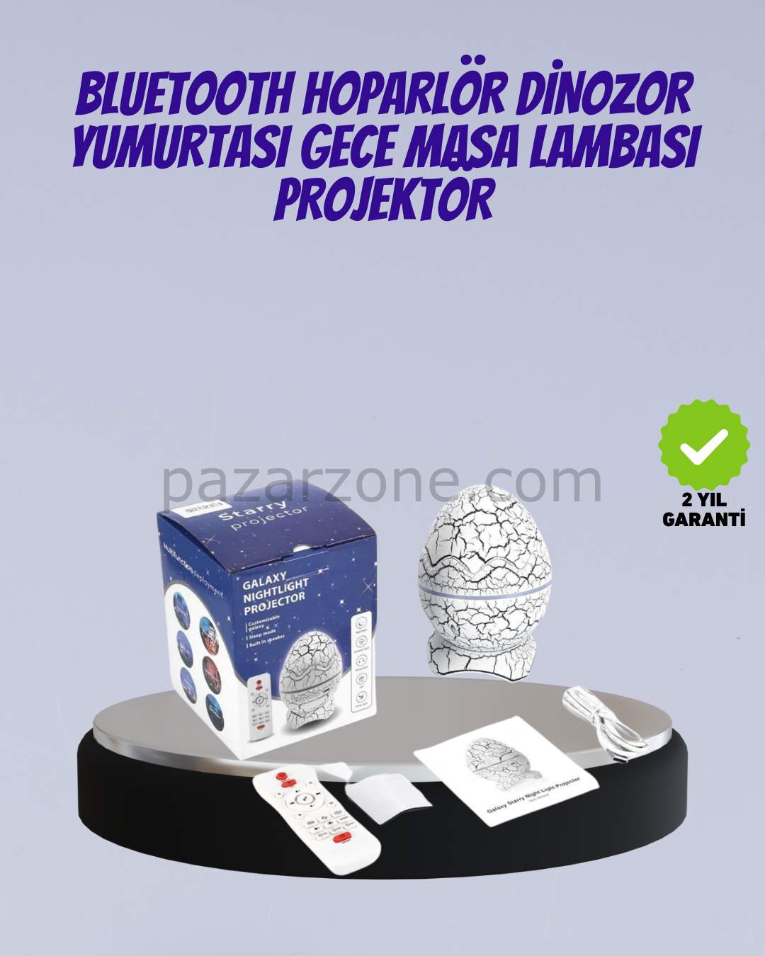 Bluetooth Bağlantılı Dinozor Yıldız Projektör Gece Lambası ve Uyku Yardımcısı