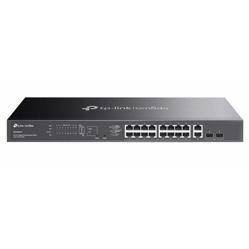 TP-LINK OMADA ES220GMP 16 PORT GIGABIT + 2XGB SFP+2XGB RJ45 UPLINK CLOUD L2 YÖNETİLEBİLİR 250W POE RACKMOUNT SWITCH