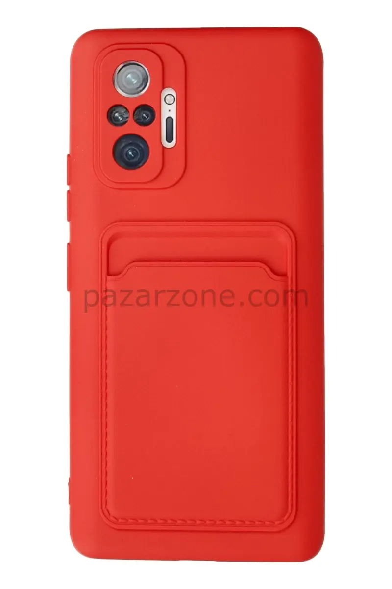 Newface Xiaomi Redmi Note 10 Pro Kılıf Kelvin Kartvizitli Silikon - Kırmızı