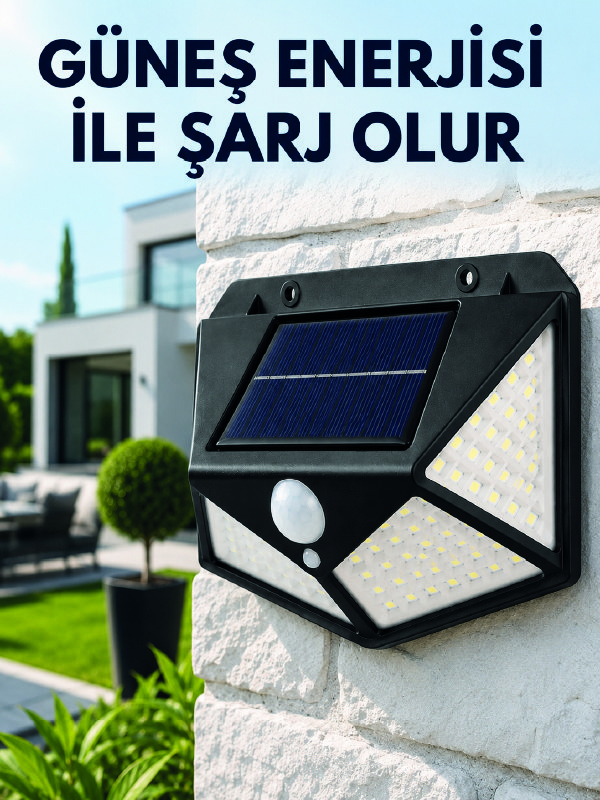 Sensörlü Solar Bahçe Lambası Geniş Açılı LED Aydınlatmalı Balkon Garaj ve Bahçe Işığı