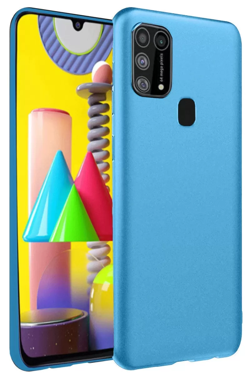 Newface Samsung Galaxy M31 Kılıf Nano içi Kadife Silikon - Mavi