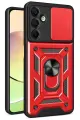 Newface Samsung Galaxy A26 Kılıf Pars Lens Yüzüklü Silikon - Kırmızı