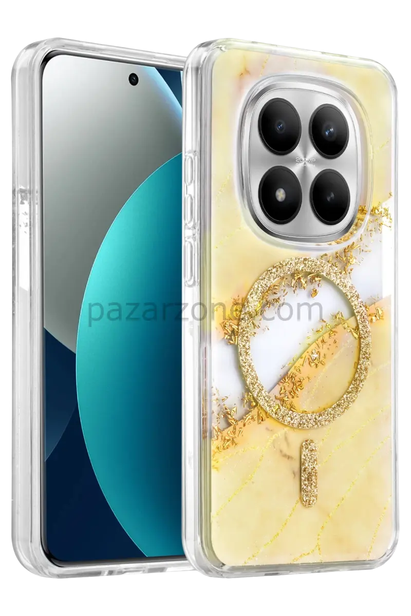 Onegif Xiaomi Redmi Note 15 Pro Plus 5G Lotus Simli Magsafe Kapak - Gümüş