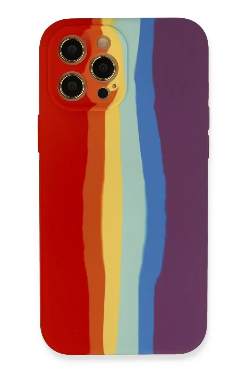 Newface Apple iPhone 12 Pro Kılıf Ebruli Lansman Silikon - Kırmızı-Mor