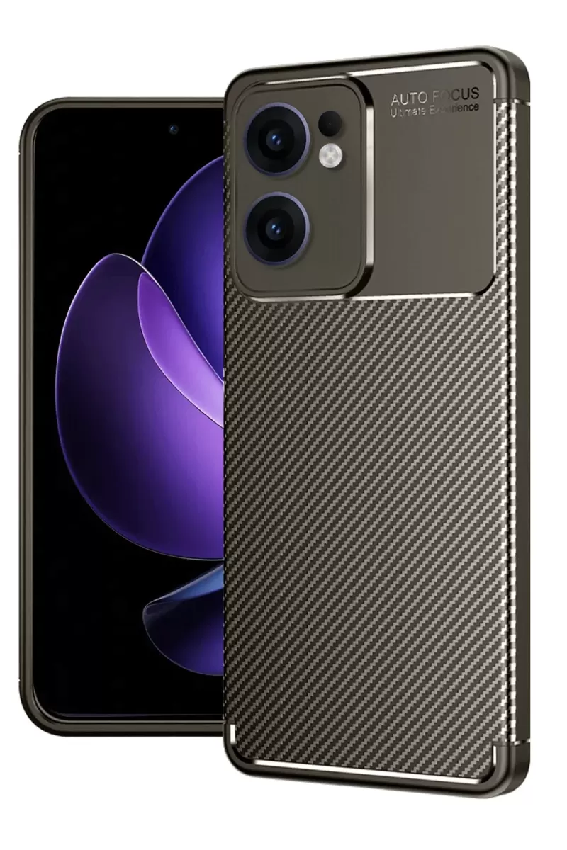 Newface Oppo Reno 13F Kılıf Auto Focus Karbon Kapak - Kahverengi