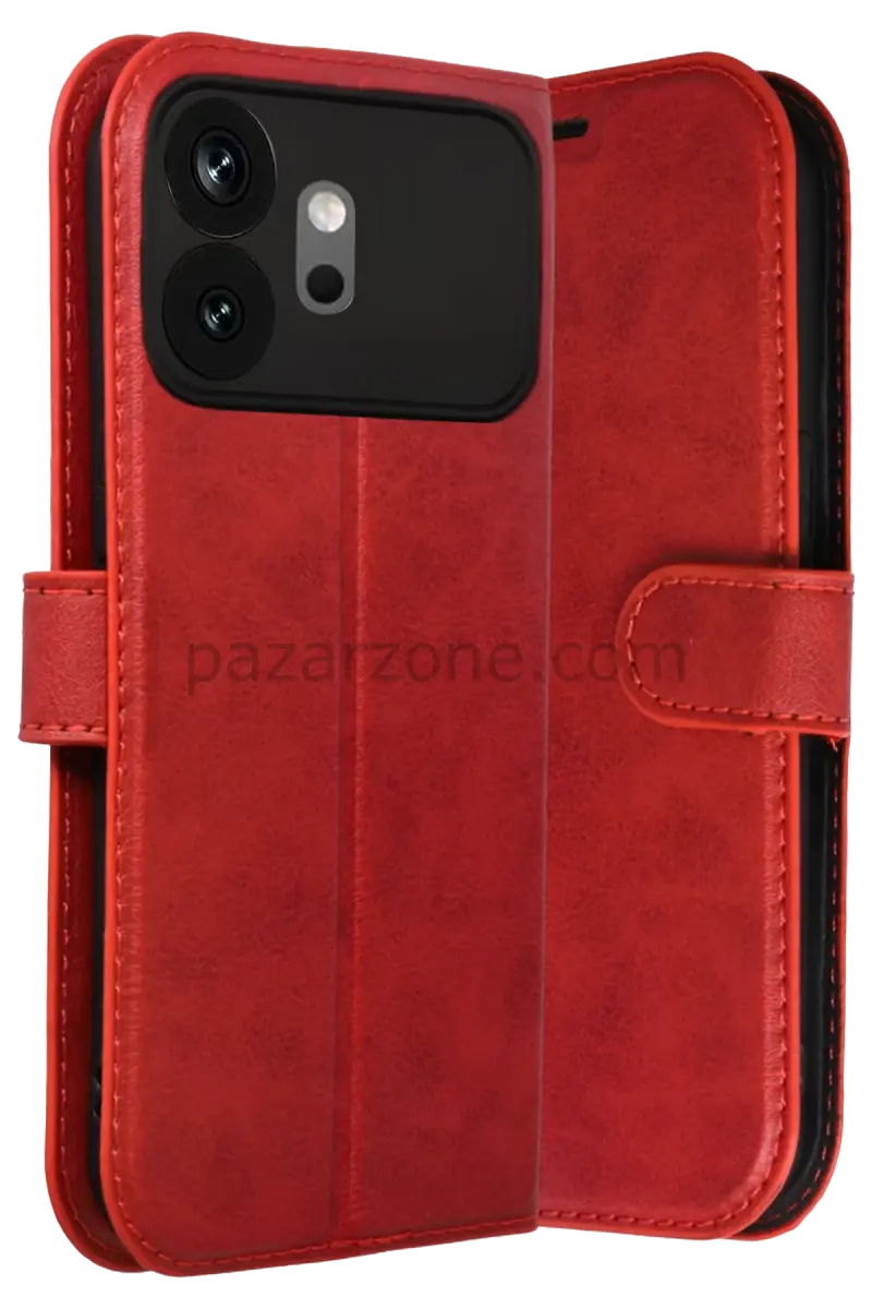 Newface Huawei Honor 600 Trend S Plus Kapaklı Kılıf - Kırmızı