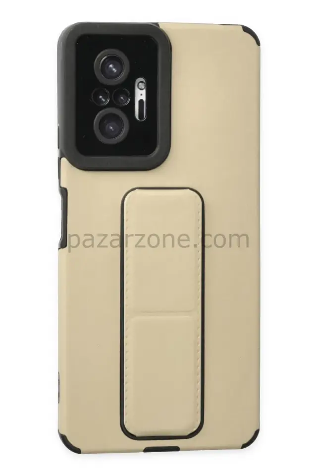 Newface Xiaomi Redmi Note 10 Pro Kılıf Mega Standlı Silikon - Gold