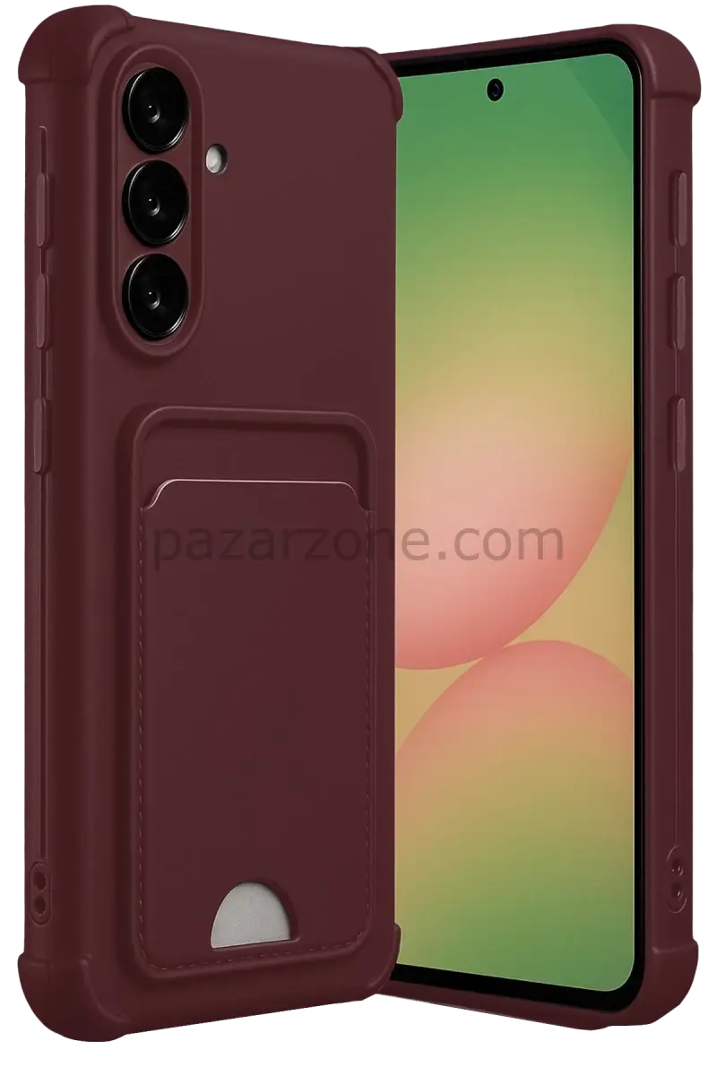 Newface Samsung Galaxy A56 Kılıf Kelvin Kartvizitli Silikon - Bordo