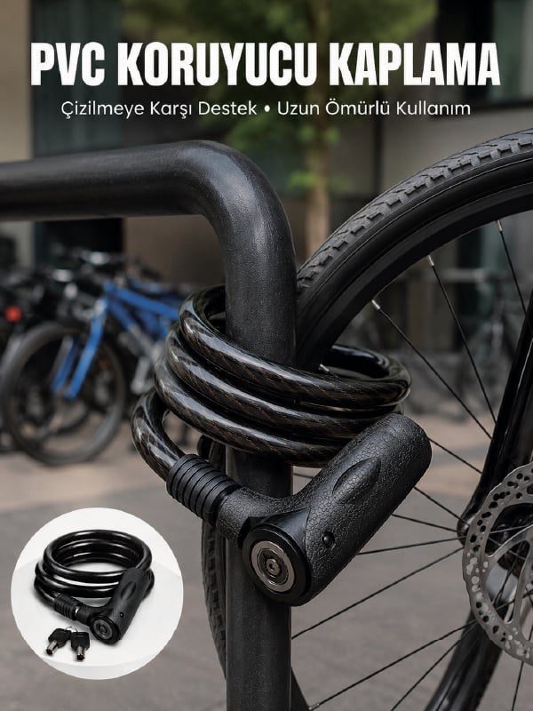 24 mm Kalın Çelik Halat ile Motosiklet ve Bisikletiniz İçin Güçlü Güvenlik