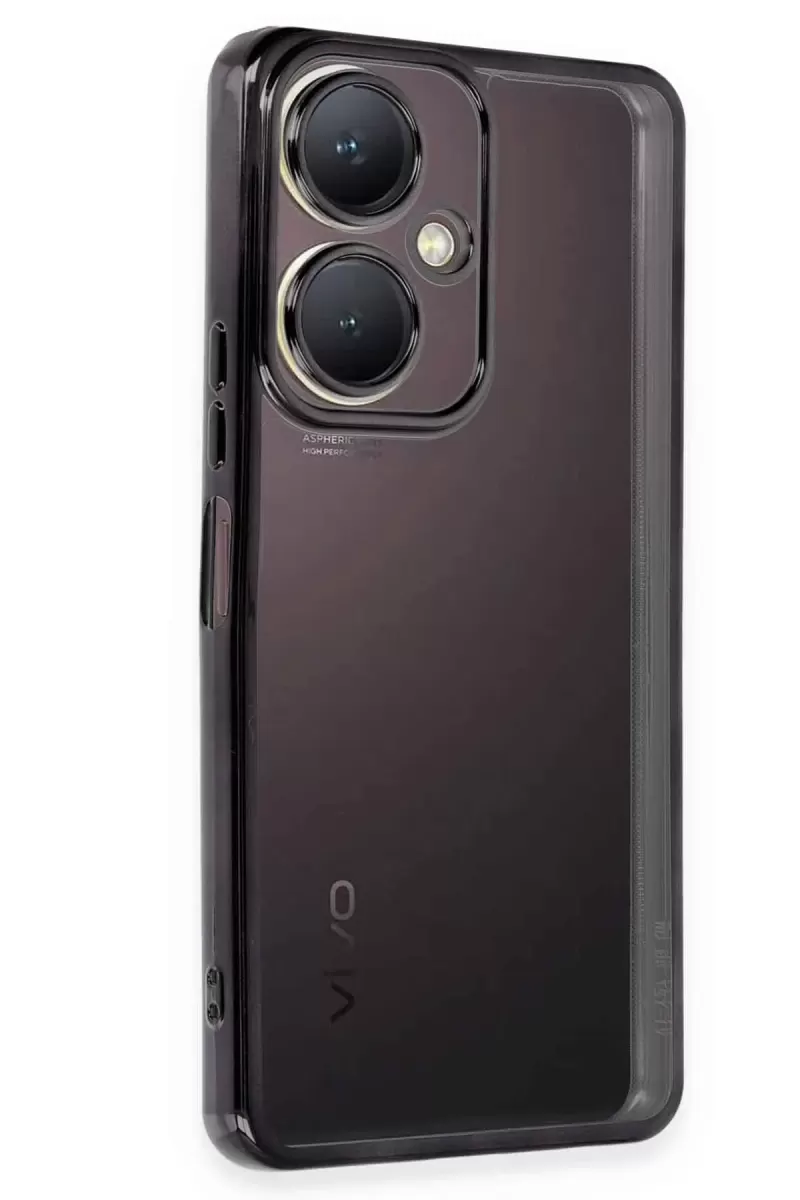 Newface Vivo Y27 Kılıf Razer Lensli Silikon - Siyah