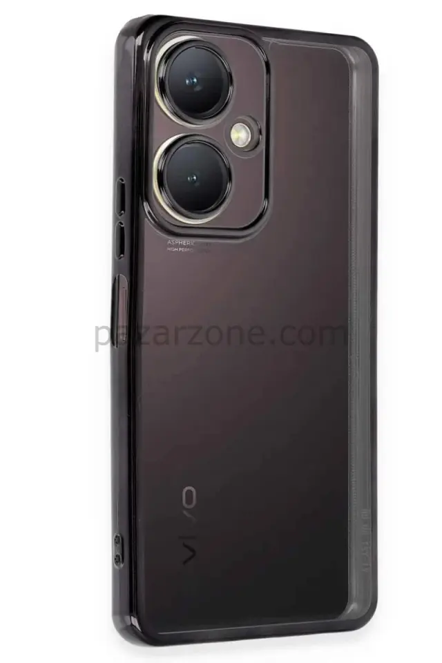 Newface Vivo Y27 Kılıf Razer Lensli Silikon - Siyah