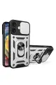 Newface Apple iPhone 16 Kılıf Pars Lens Yüzüklü Silikon - Gümüş