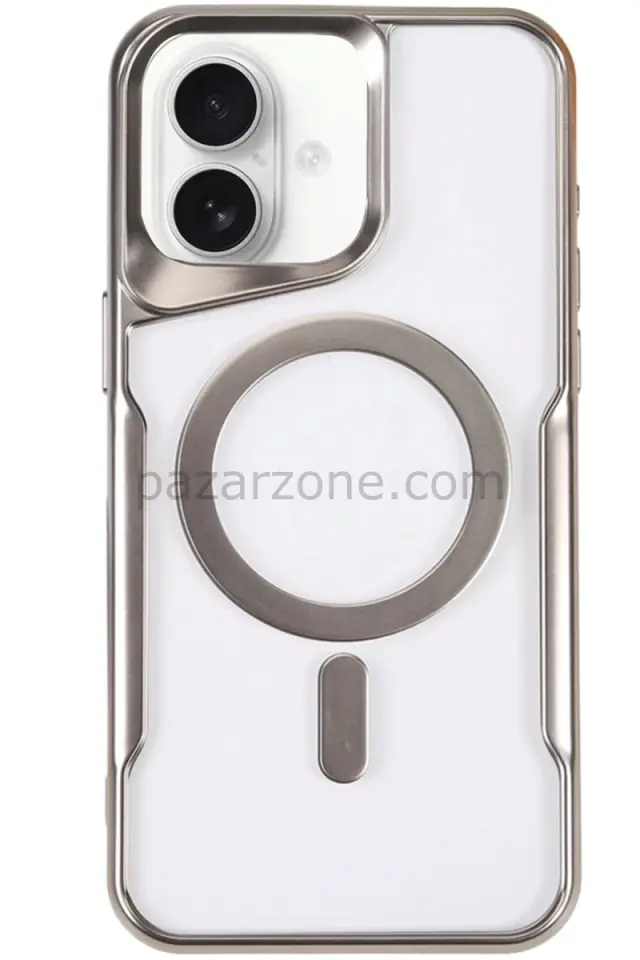 Newface Apple iPhone 16 Kılıf Boyi Magsafe Silikon Kapak - Gümüş