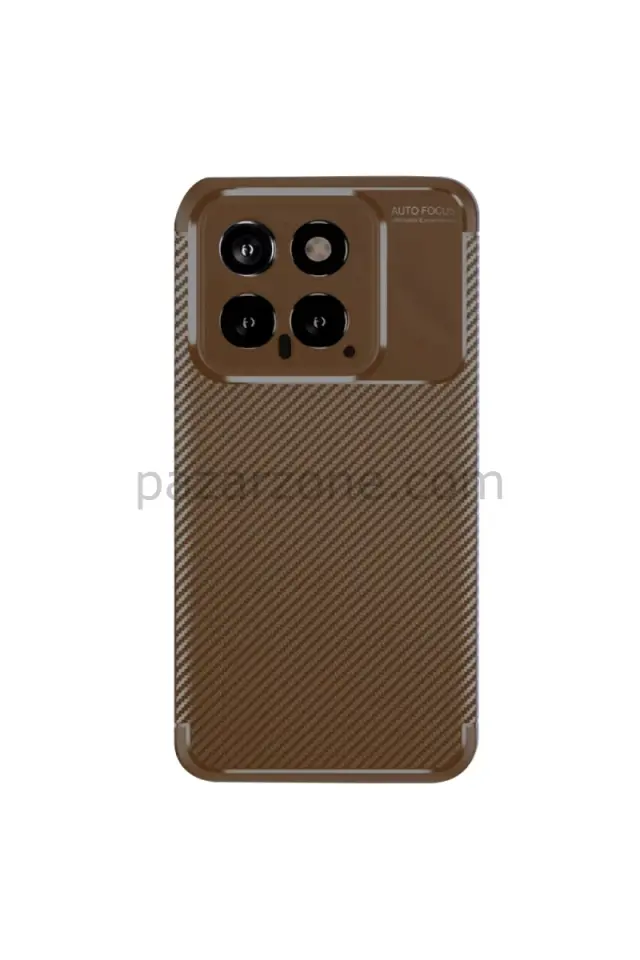 Newface Xiaomi Mi 14T Kılıf Auto Focus Karbon Kapak - Kahverengi