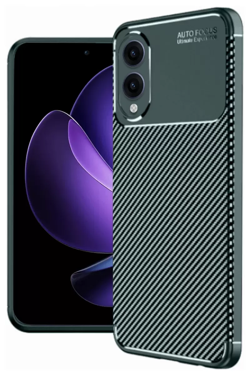 Newface Samsung Galaxy S25 Edge Kılıf Auto Focus Karbon Kapak - Koyu Yeşil