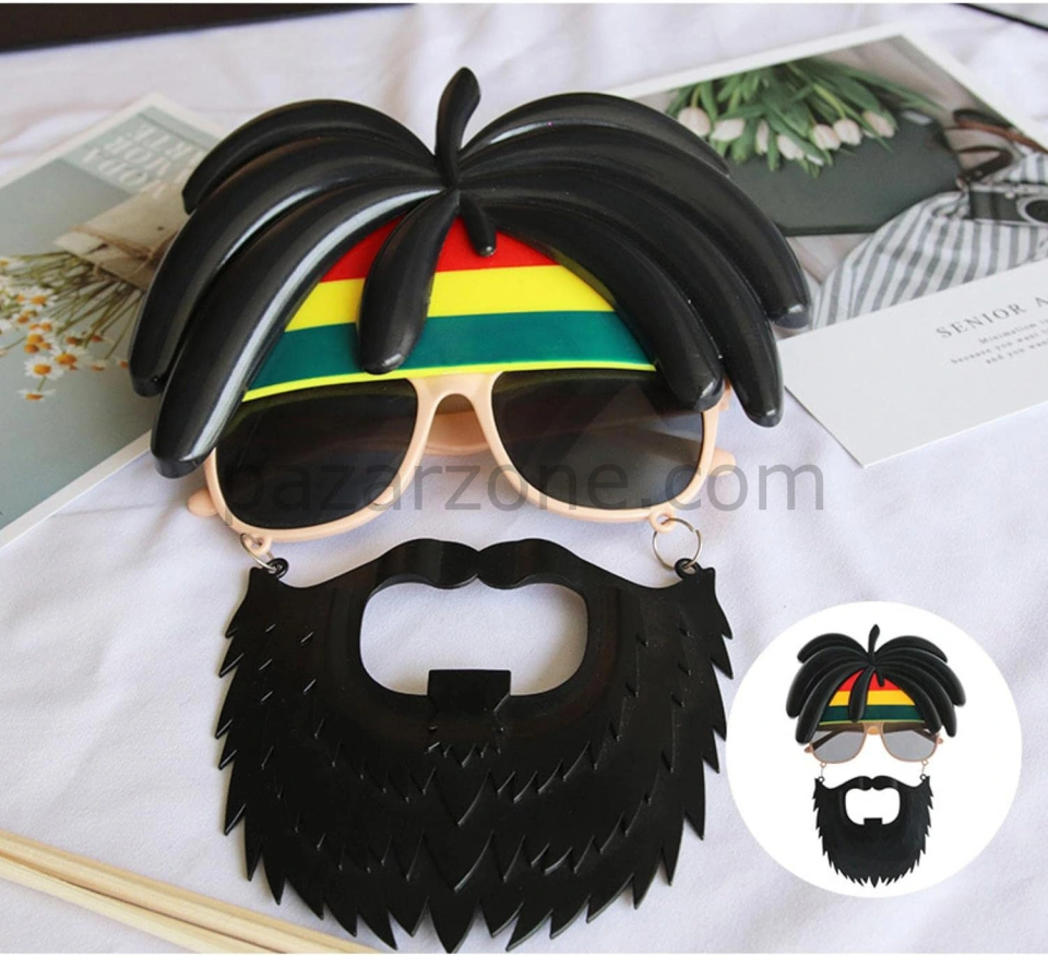 Rasta Peruklu Rasta Sakallı Bob Marley Bıyıklı Parti Gözlüğü 27x18 Cm
