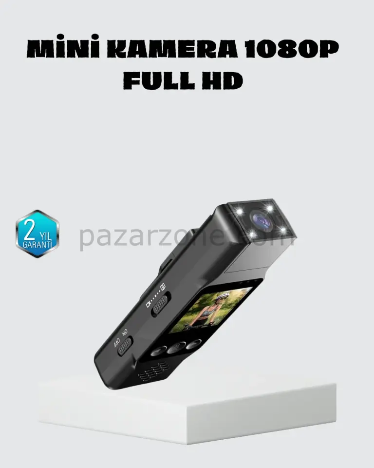 Mini Güvenlik Kamerası 1080P 3MP Fotoğraf 180° Ayarlanabilir Lens USB Şarjlı
