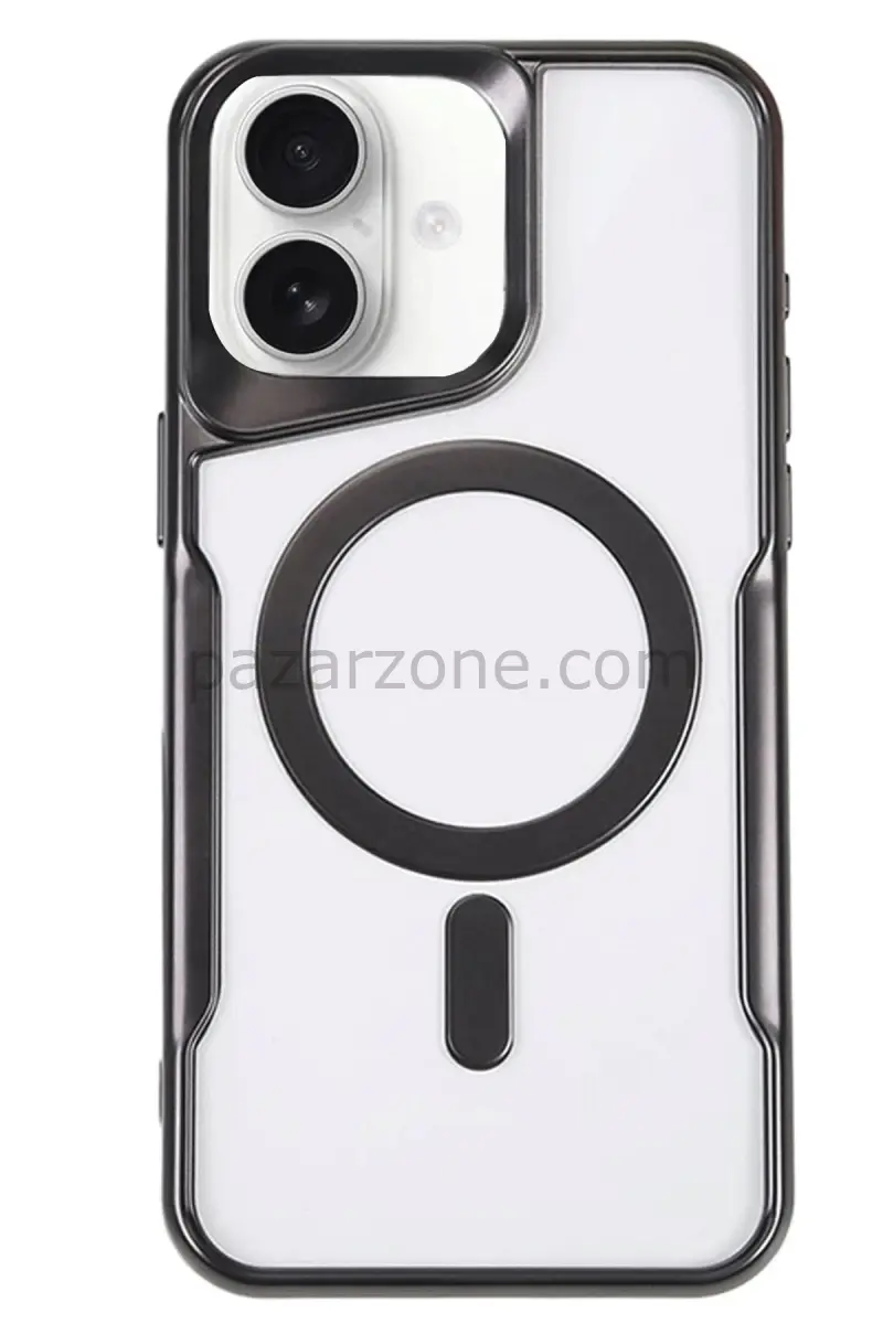 Newface Apple iPhone 16 Kılıf Boyi Magsafe Silikon Kapak - Siyah