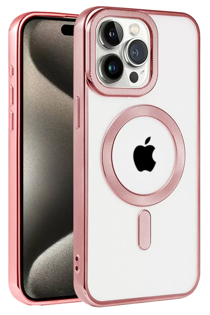 Newface Apple iPhone 14 Pro Max Kılıf Kronos Magsafe Kapak - Rose Gold