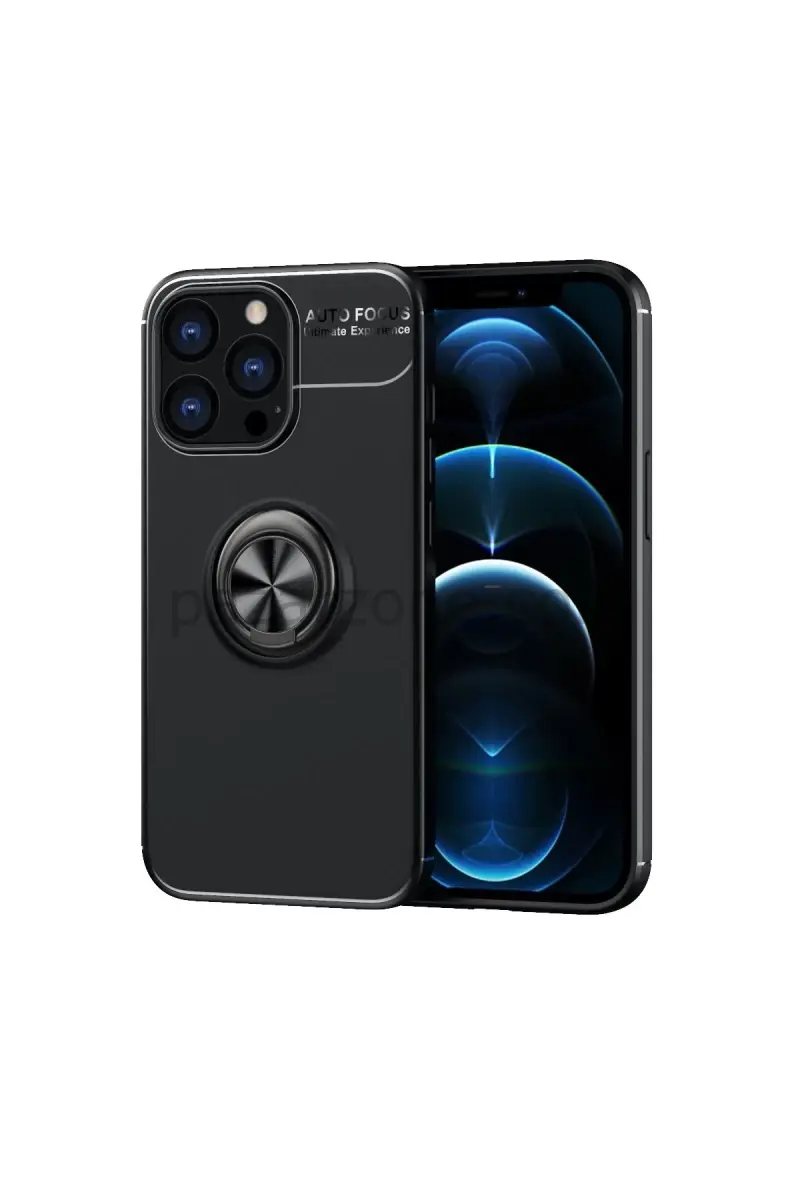 Newface Apple iPhone 13 Pro Kılıf Range Yüzüklü Silikon - Siyah