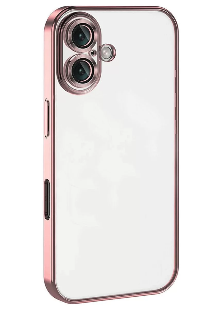 Newface Apple iPhone 16 Kılıf Razer Lensli Silikon - Pembe