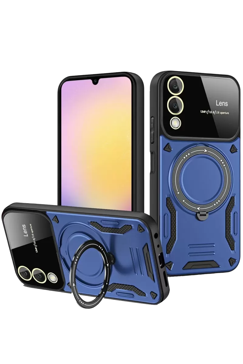 Newface Samsung Galaxy S25 Edge Kılıf Joy Lens Standlı Kapak - Lacivert