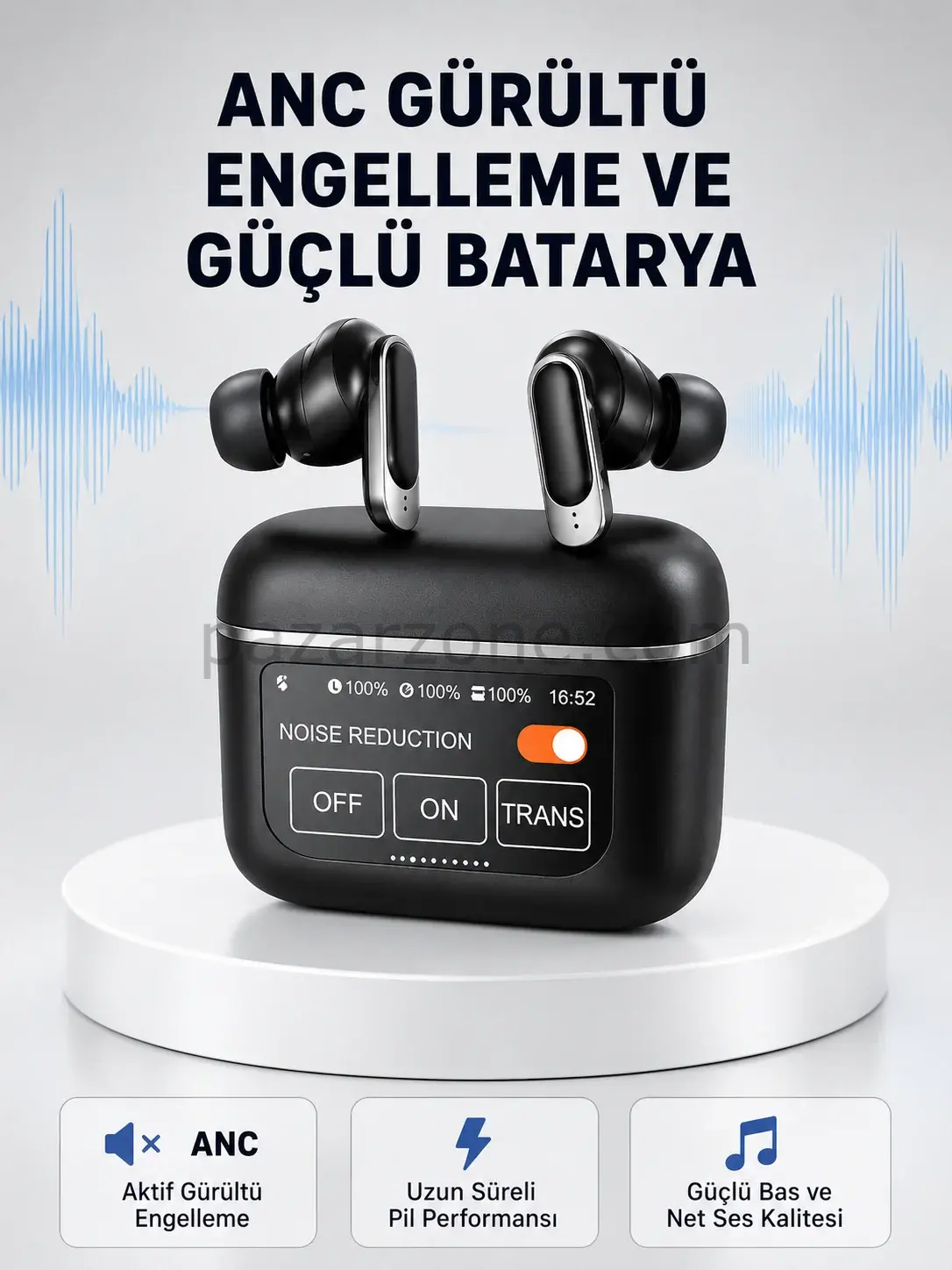 ANC Teknolojili Kablosuz Bluetooth Kulaklık – Dokunmatik, Dijital Göstergeli, Yüksek Ses Kalitesi