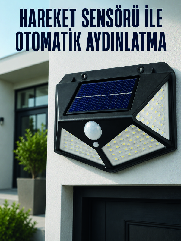 Hareket Sensörlü Güneş Enerjili Duvar Lambası Dış Mekan İçin Güçlü LED Aydınlatma