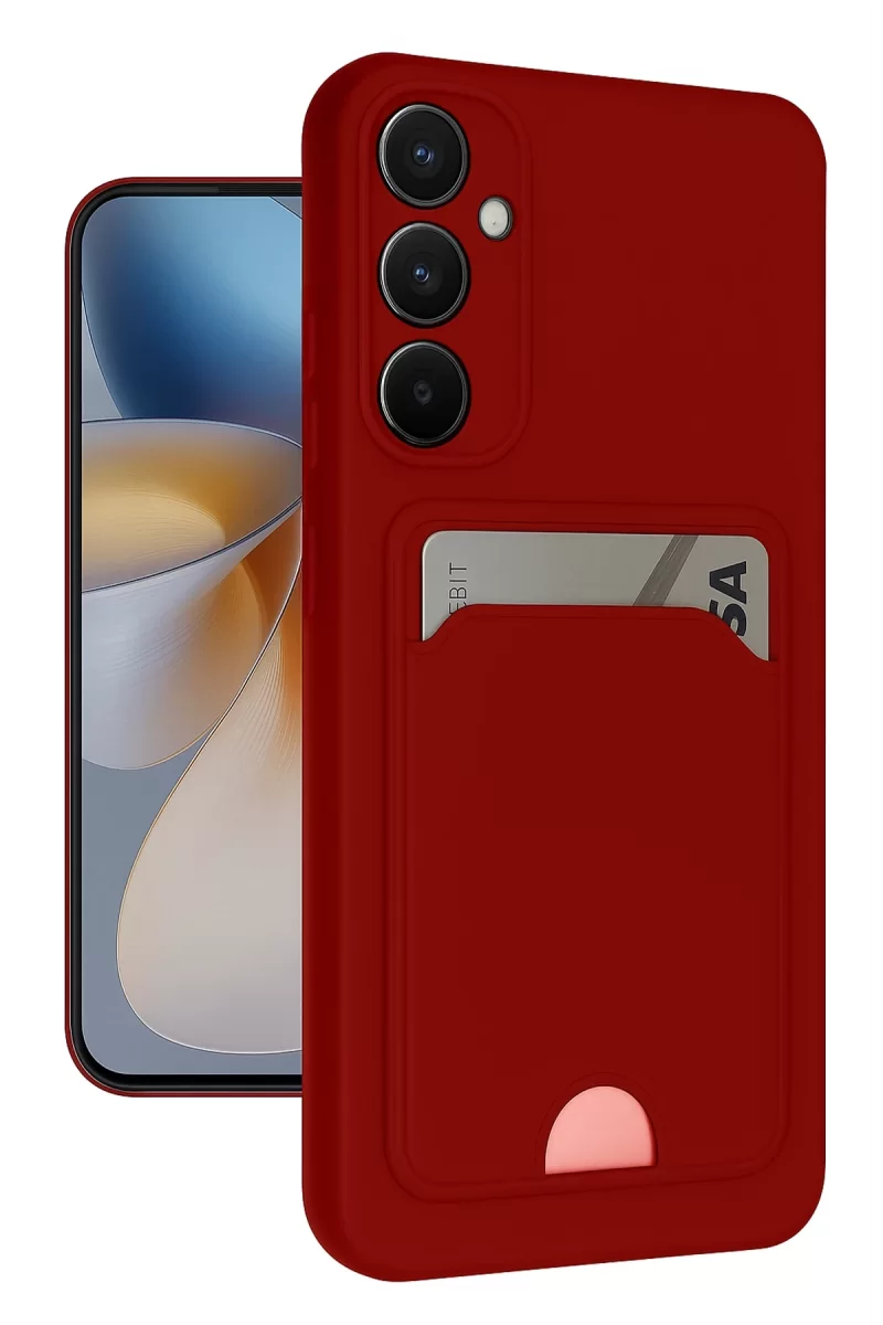 Newface Samsung Galaxy S24 FE Kılıf Kelvin Kartvizitli Silikon - Kırmızı