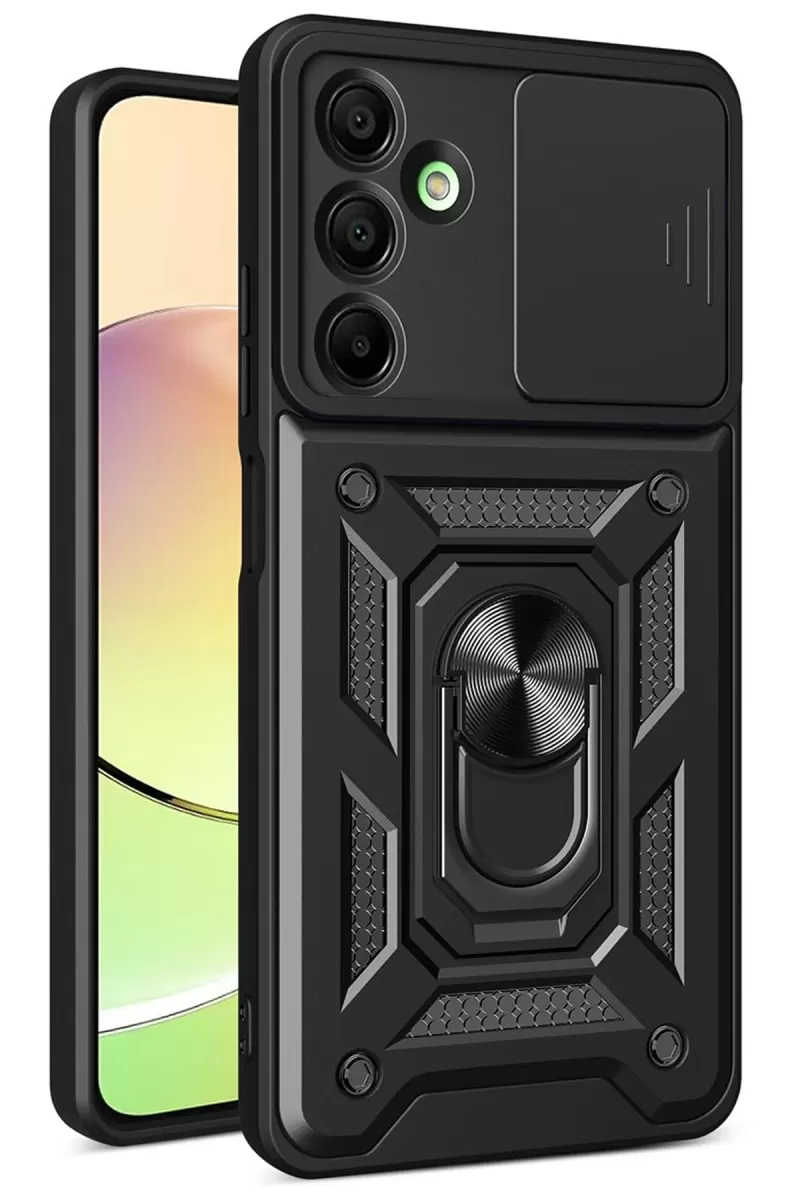 Newface Samsung Galaxy A56 Kılıf Pars Lens Yüzüklü Silikon - Siyah