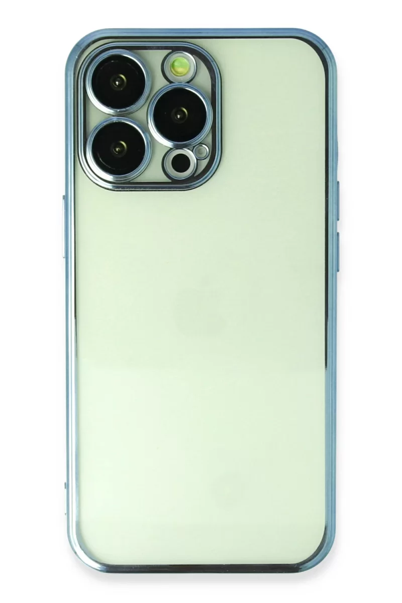 Newface Apple iPhone 13 Pro Kılıf Razer Lensli Silikon - Açık Mavi