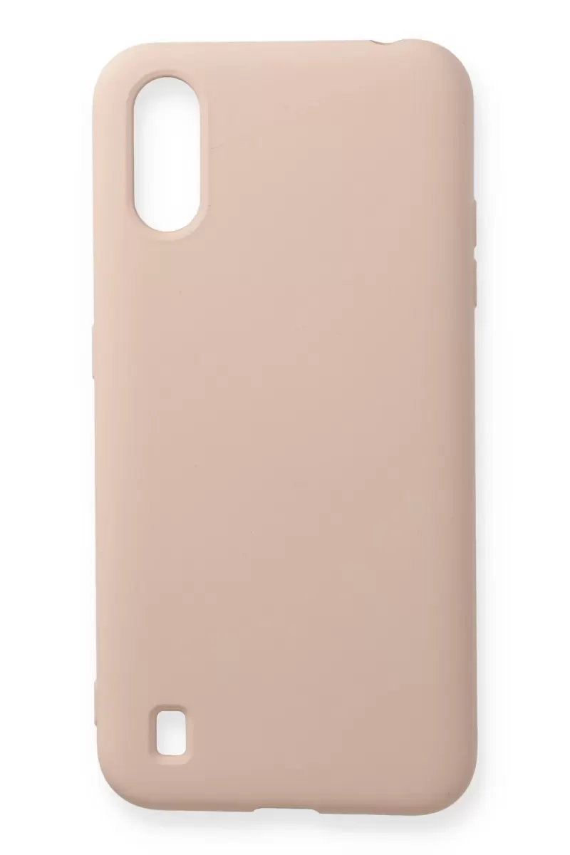 Newface Samsung Galaxy A01 Kılıf Nano içi Kadife Silikon - Pudra