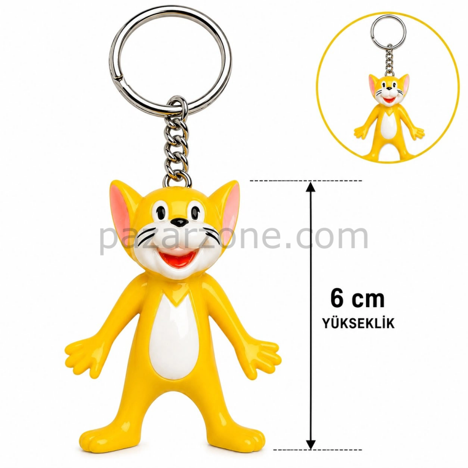 Sevimli Sarı Kedi Figürlü Anahtarlık 6 Cm
