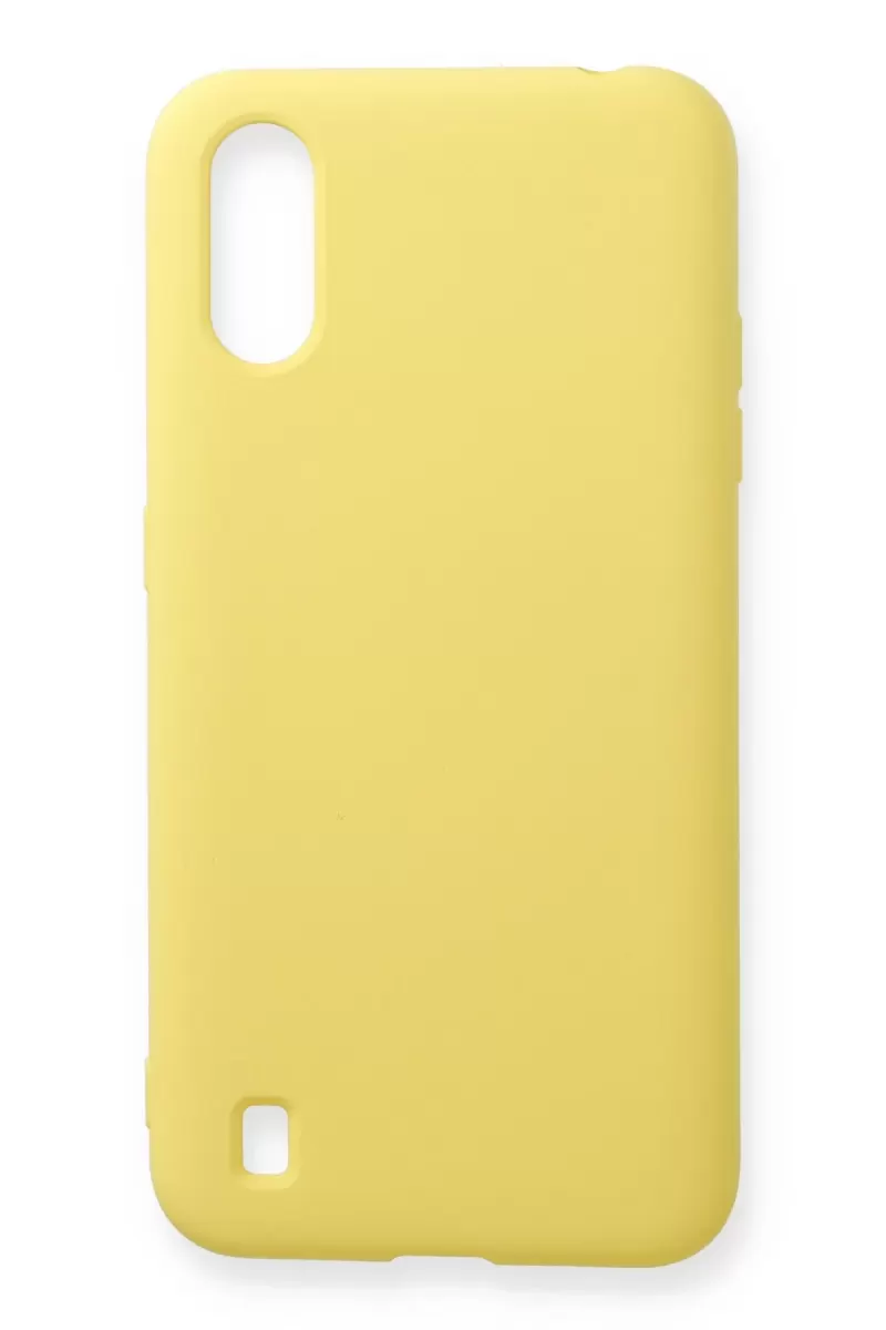 Newface Samsung Galaxy A01 Kılıf Nano içi Kadife Silikon - Sarı