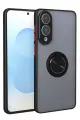 Newface Samsung Galaxy S25 Edge Kılıf Montreal Yüzüklü Silikon Kapak - Siyah
